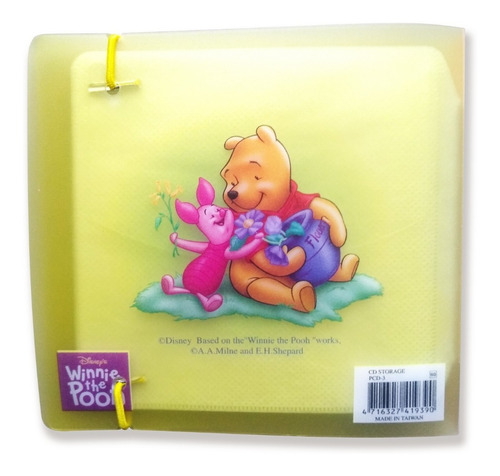 Imagen 2 de 2 de Estuche Porta Cds Dvds Plástico C/elás. Winnie The Pooh 12u.