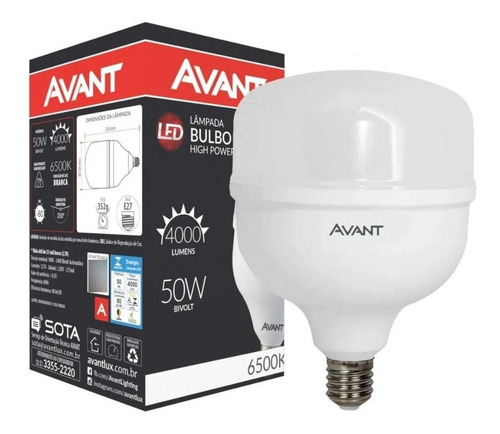 Lâmpada Led Bulbo 50w Avant Branca 6500k Alta Potência