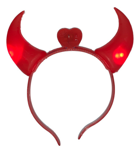 5 Diadema Diablo Cuernos Luz Led Roja Halloween Color Rojo