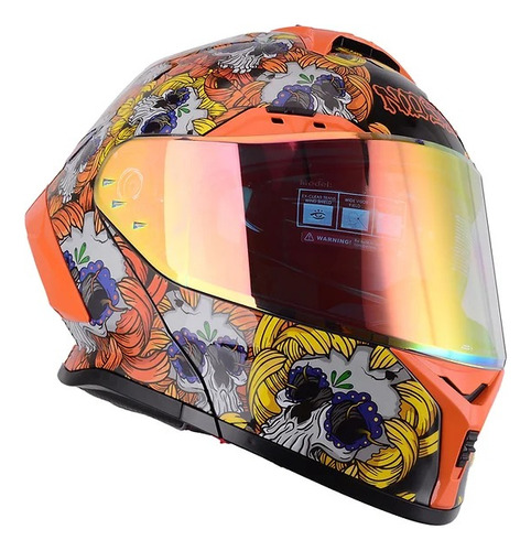 Casco Abatible Dot Deportivo Noss Ns-x90 Calavera Naranja