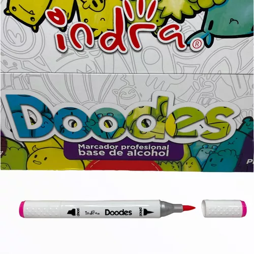 120 marcadores de doble punta base alcohol Doodes - Indra - La