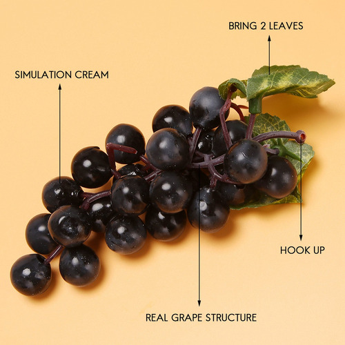 10 Cachos De Uvas Pretas Artificiales, Frutas Falsas, Home H