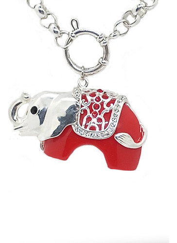 Collar / Cadena Rolo Acero Quirúrgico Dije Elefante Hindú