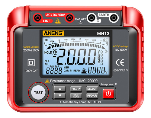 Multímetros Mh13 Aneng Counts Lcd Megger Resistance 10v~600v