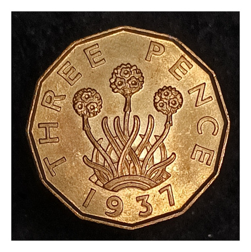 Gran Bretaña 3 Pence 1937 Sin Circular Km 849