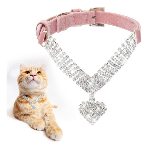 Collar De Perro Ajustable Suave Con Joyas Brillantes