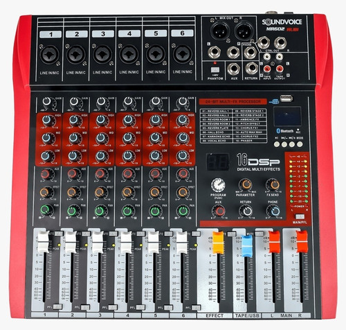 Mesa De Som Interface 6 Canais Soundvoice Mr602 Rubi Usb