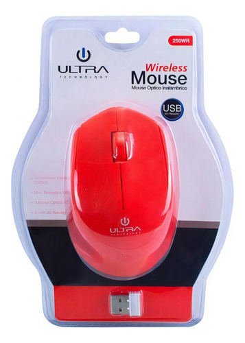 Mouse Optico Inalambrico Ultra 250wr Rojo Fj