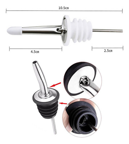A 10 Vertedores Inoxidable Steel Dosifiers Botellas Bar