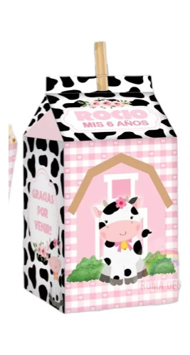 Caja Milk Box Vaquita Rosa X 15