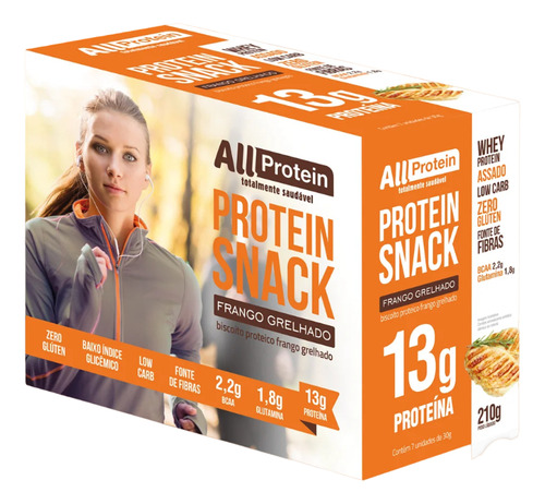 Caixa Protein Snack Frango Grelhado 7un 30g - All Protein