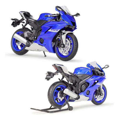 Yamaha R6 Miniatura Metal Moto Con Base 1:12