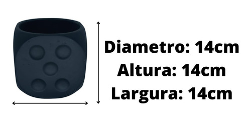 Imagem 2 de 4 de Cachepot Cimento Preto Vaso Médio Decoração Dado Jardim