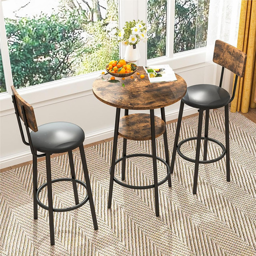 Mesa De Cocina Redonda Con Taburetes Para 2