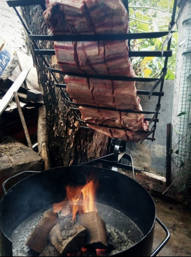 Asador Regulable Base Disco Media Parrilla Patas Desmontable