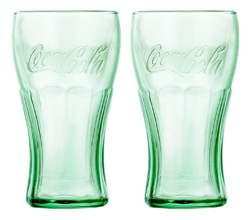 Juego 6 Vasos De Vidrio Coca Cola Vintage 495 Ml Libbey Color Verde