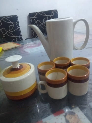 Juego De Cafetera, Azucarera Y Tazas (sin Envio)