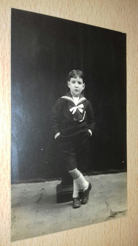 Antigua Foto Postal Niño Con Traje Marinero Estudio Fontana