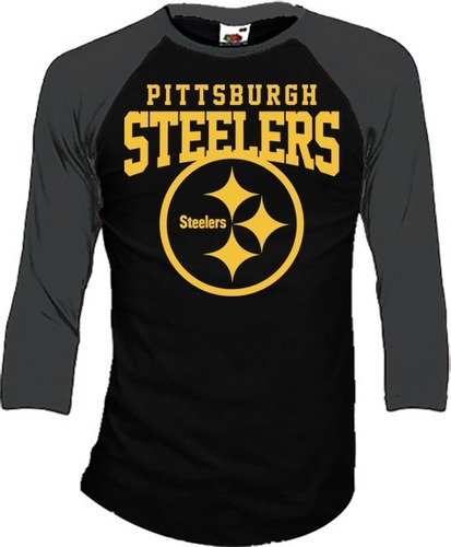 Steelers Playeras Manga 3/4 Para Hombre Y Mujer