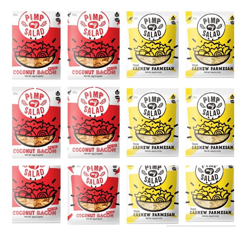 Imagen 1 de 9 de Pack 6 Sachetes Parmesano Caju + 6 Coconut Bacon