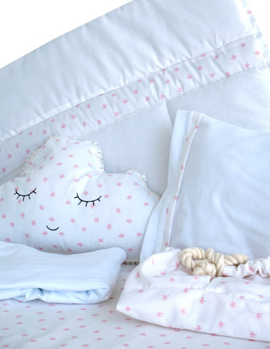 Set De Edredón Colecho Zuri 50x80 Color Blanco-rosa Diseño De La Tela Liso