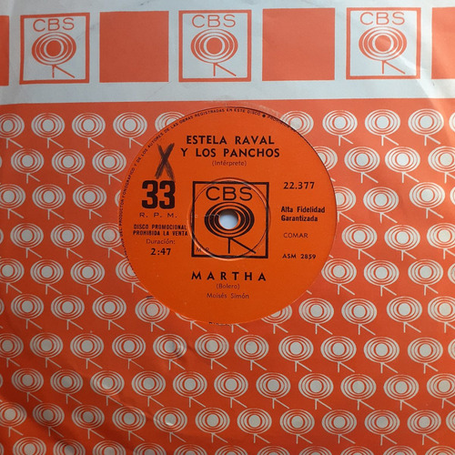 Vinilo Simple - Estela Raval Y Los Panchos (martha)