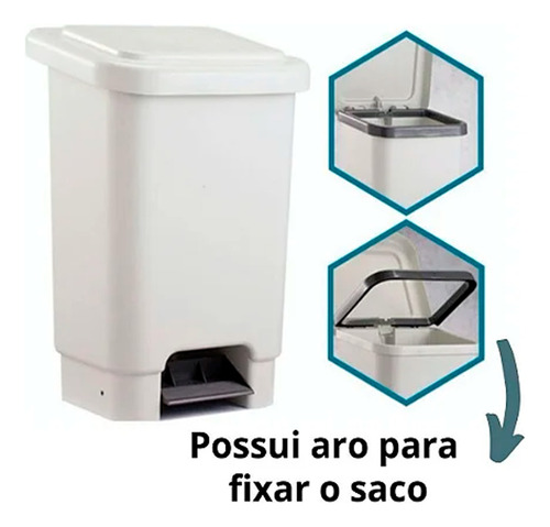 Lixeira Cesto 15 Litros Com Pedal De Piso Resistente Casa