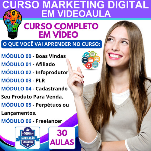 Curso Marketing Digital Em Videoaula Com 30 Aulas.