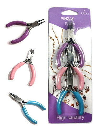 Imagen 1 de 5 de Mini Pinzas Para Bisutería 3 Piezas, Corte, Engarce Y Ajuste