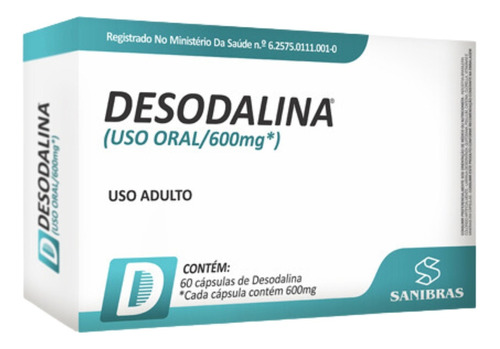 Desodalina 600mg - 60 Cápsulas (sanibras) Sabor Neutro