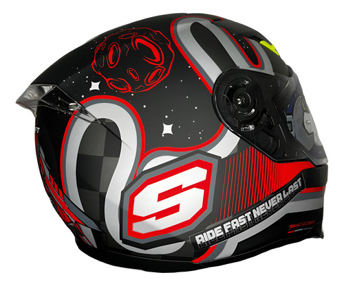 Casco Integral Moon Shaft Rojo Con Visor Transparente