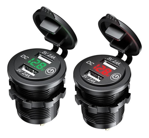 2pcs 12v / 24v Coche Barco 2.4 + 2.4 A Usb Puerto Enchufe