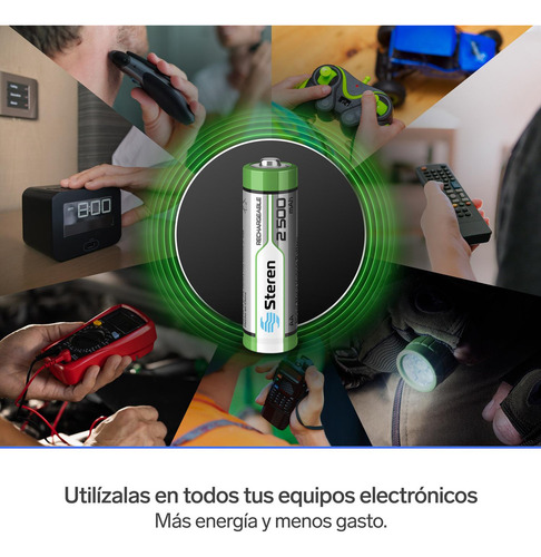 Paquete 4 Pilas Aa Recargables De 2500mah Nimh Steren