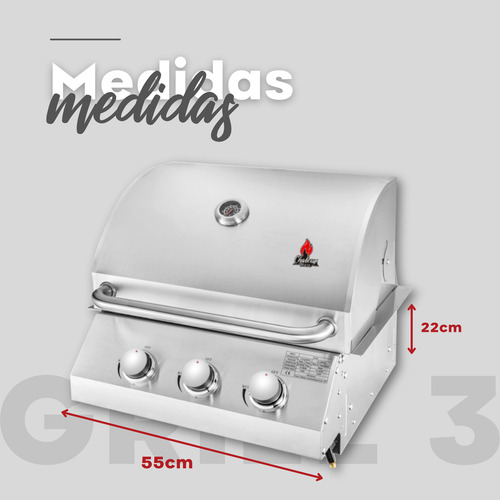 Churrasqueira Chaleur Grill Com 3 Queimadores A Gas De Bancada Embutir Bafo Aço Inox 430 Gás Grande De Espetinho Gourmet Para Frango Americana Churrasco