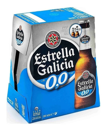 Cerveja Estrella Galicia S/ Alcool Long Neck 250ml Pack 6 Un
