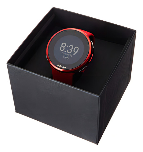 Reloj pulsera digital Polar Vantage V2 con correa de silicona color rojo - fondo negro