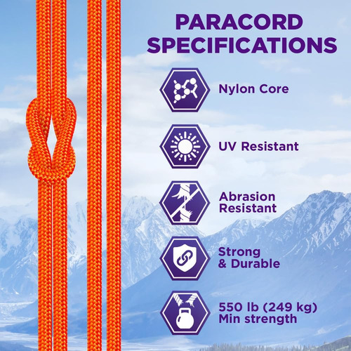 Cuerda Paracord, 304m/61m/37m, Para Supervivencia, 45 Colore