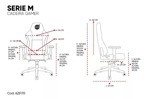 Cadeira Gamer Dazz Serie M Encosto Reclinável Rosa e Preta 625170
