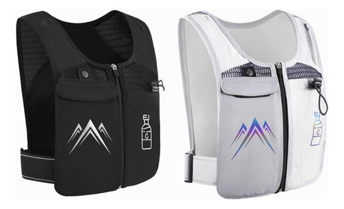 Chaleco De Hidratación, Mochila Ajustable, Gris Con Botella
