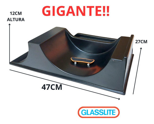 Kit 2 Pista Skate Dedo Fingerboard Ralf Preto Glasslite