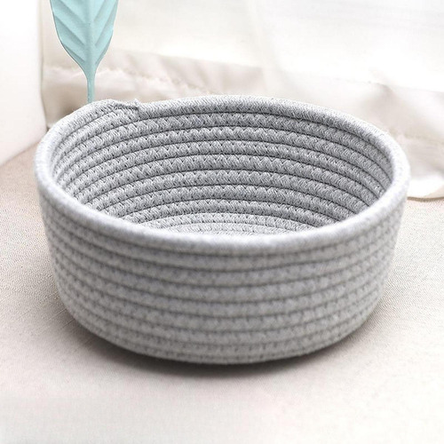 Cesta De Almacenamiento Tejida, Escritorio, Gris Claro