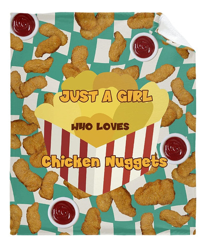 Just A Girl Who Loves Chicken Nuggets Green Plaid Graph...