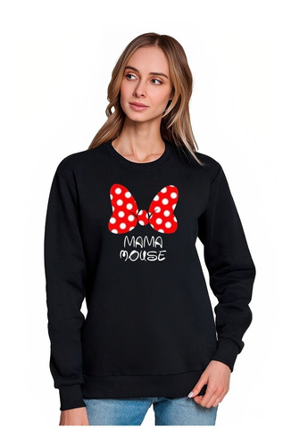 Poleron Mama Mouse Minnie Mouse Dia De La Madre Mujer Cuello Redondo Regalo Madre