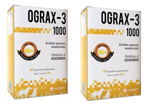 Ograx-3 1000mg 30 Cápsulas Suplemento Omega 3 - Kit 2 Unid