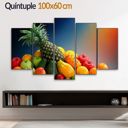 Cuadro Decorativo Moderno Frutas Bodegon Jd-0427 G Quíntuple 100x60 Cm Sin Marco