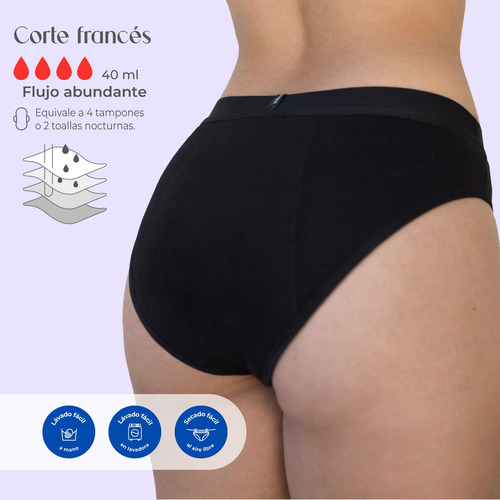 Leflou Calzón Menstrual Corte Francés Flujo Abundante 40ml