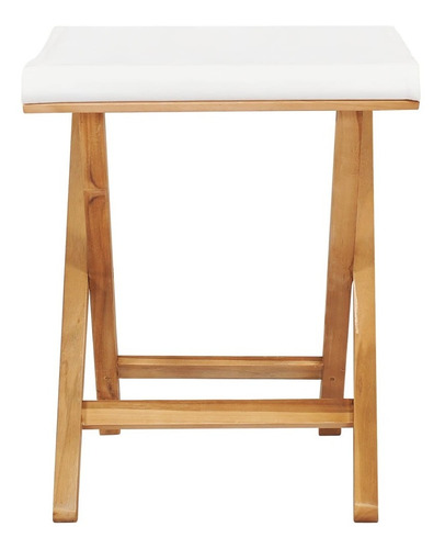 Sillas Plegables 2 Pzas Madera Teca Y Tela Crema Blanco Color Café