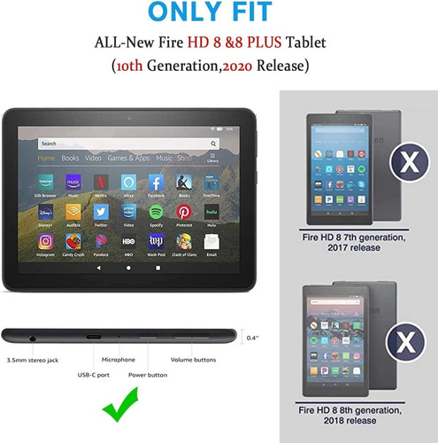 Imagen 5 de 8 de Forro Estuche Para Tablet Amazon Fire 8