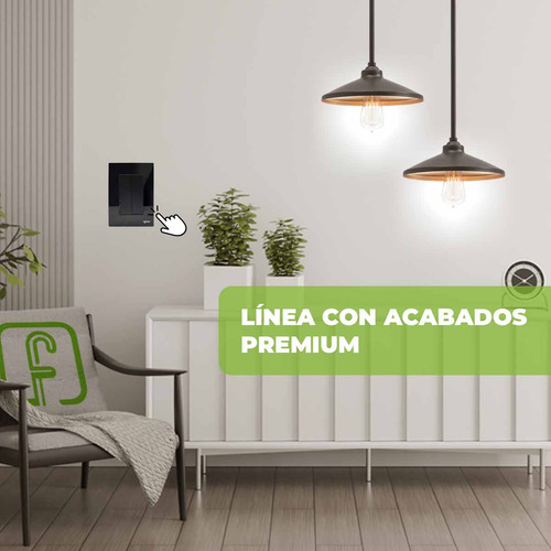 Placa Armada Cristal C/ 1 Apagador Sencillo 3 Modulos Negro
