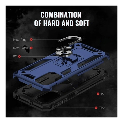 Funda Reforzada Con Anillo Para Modelos De Motorola Azul Moto G52 / G82
